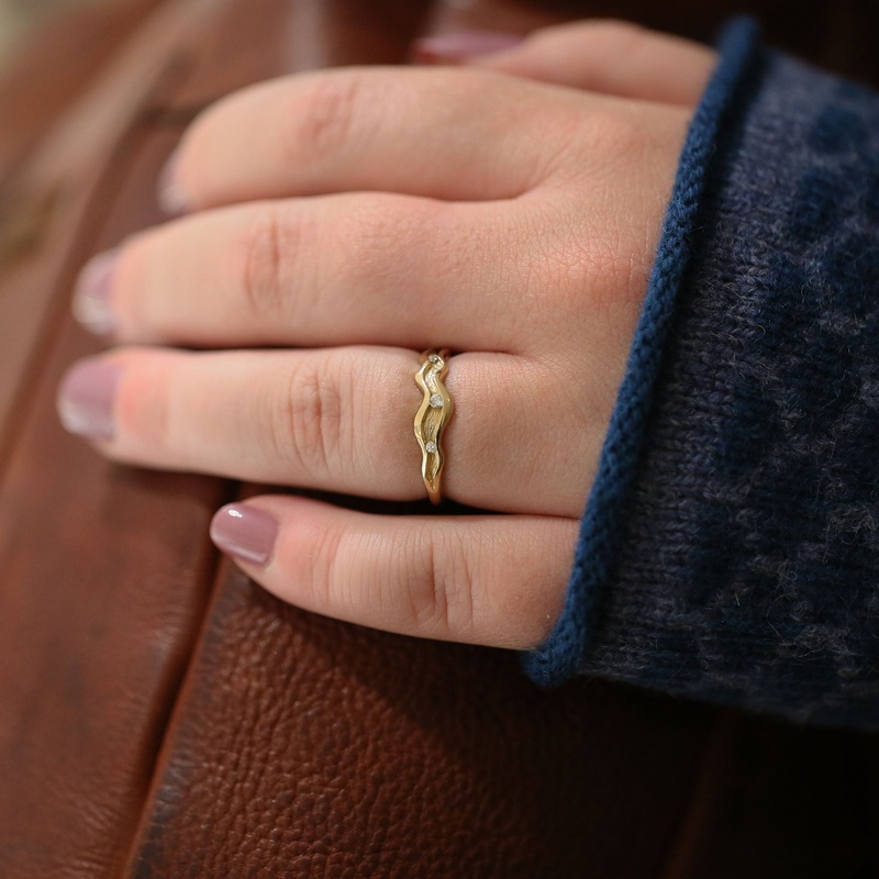 River Ripples Diamond Ring in 9ct Yellow Gold