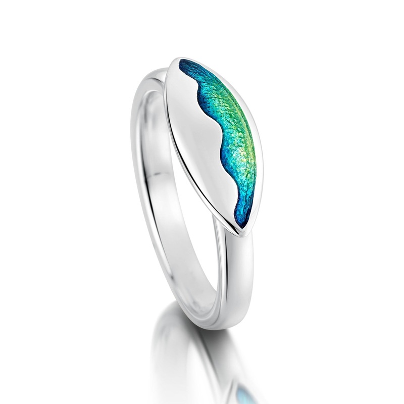 Sands of Time 1-ripple Ring in Meadow Enamel