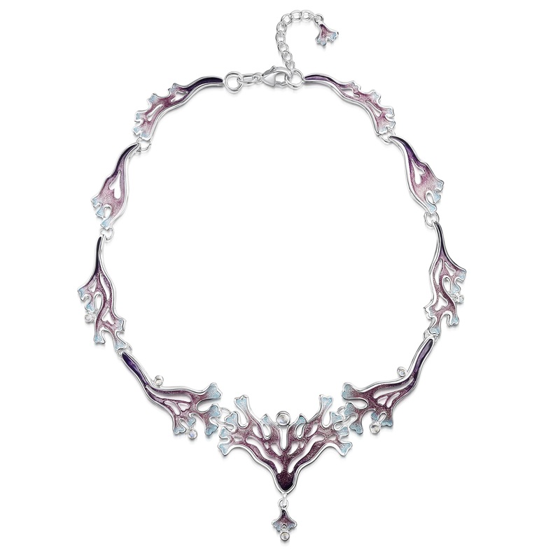 Sea Moss Moonstone Medium Statement Necklace in Sea Pink Enamel