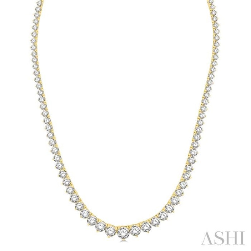 15.00 ctw Riviera Round Cut Diamond Necklace in 14K Yellow Gold