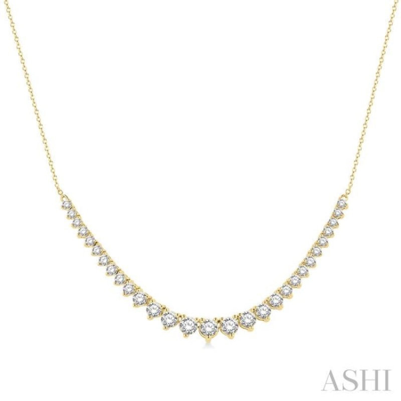 2.00 ctw Graduated Diamond Smile Necklace in 14K Yellow Gold