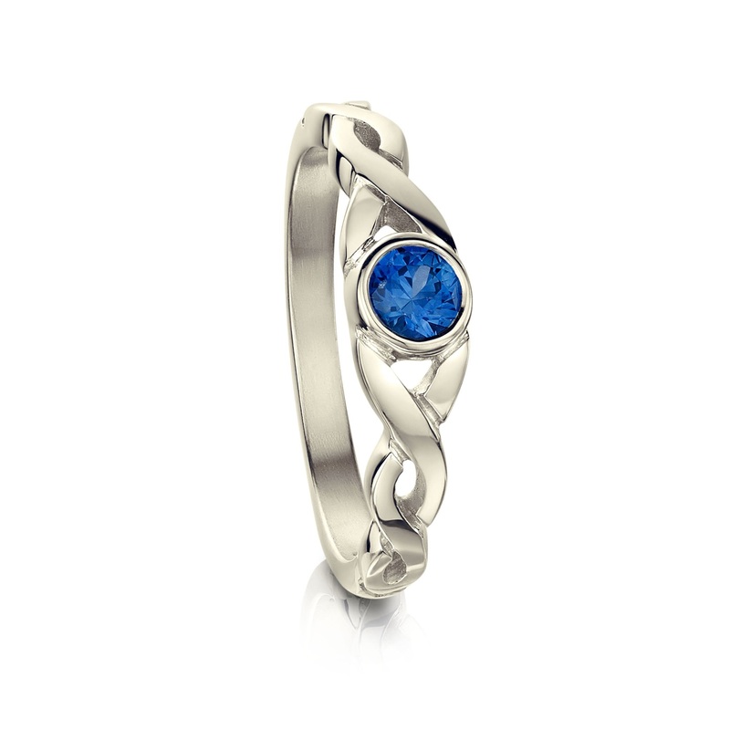 Celtic Twist Sapphire Ring in 9ct White Gold