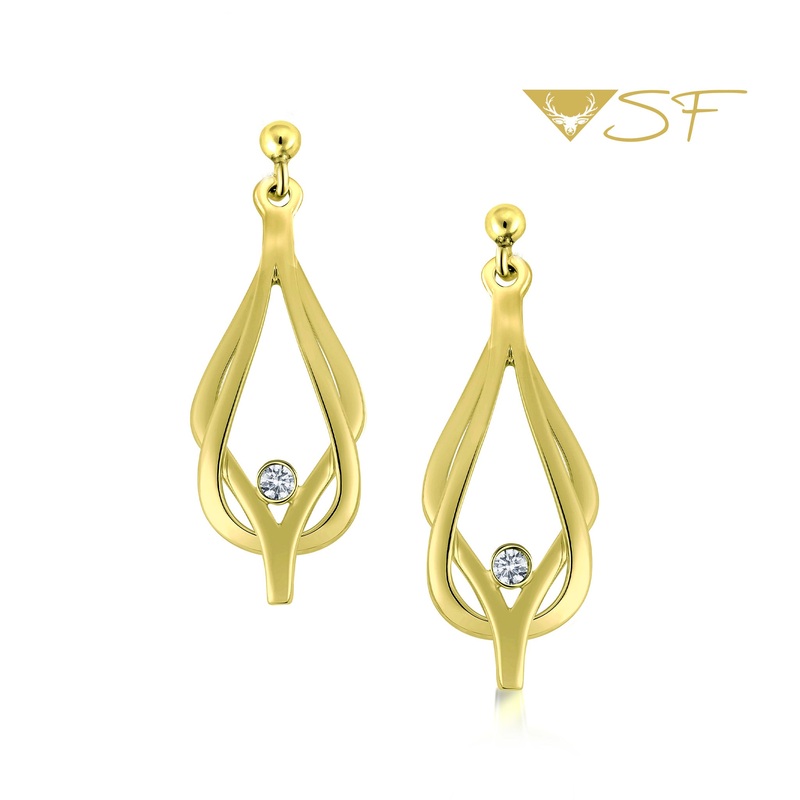 Reef Knot Diamond Drop Earrings in 18ct Yellow Scottish Gold