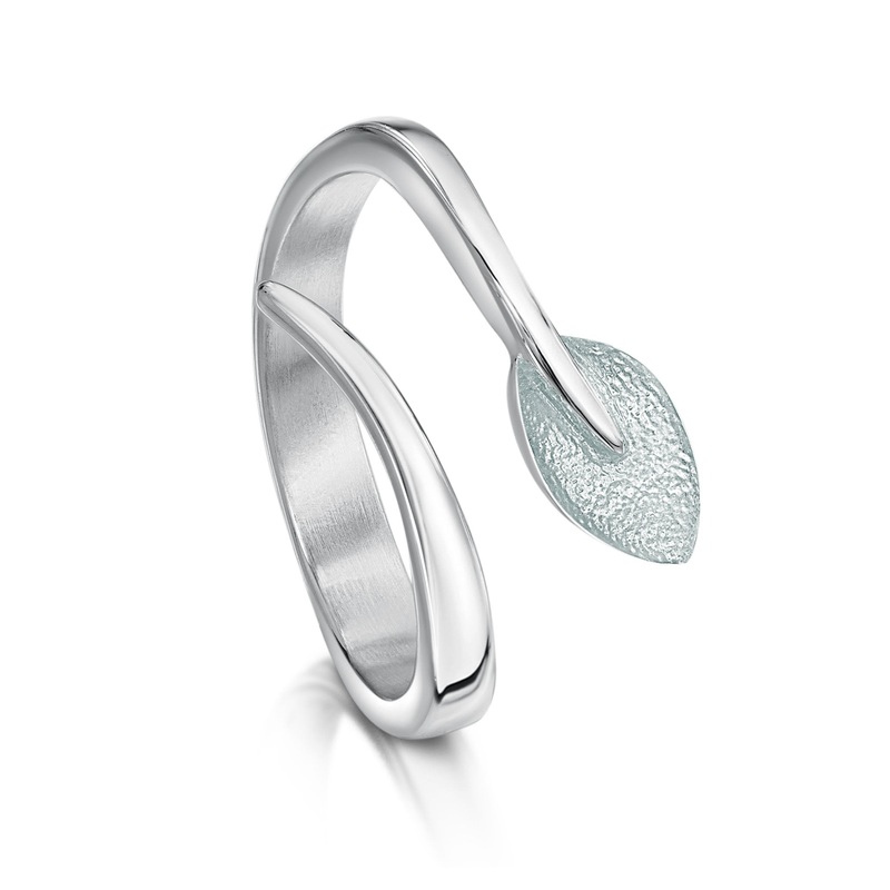 Rowan Leaf Ring in Frost Enamel