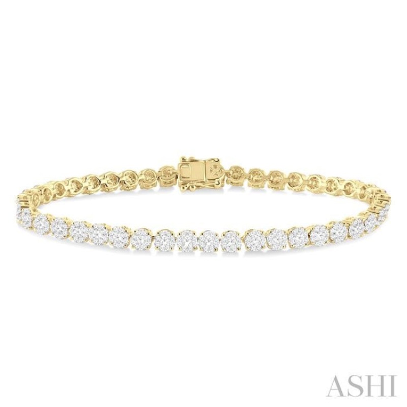 3.00 ctw Round Cut Lovebright Diamond Tennis Bracelet in 14K Yellow and White Gold