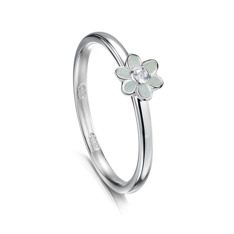 Daisies at Dawn Petite Enamel Ring with Cubic Zirconia