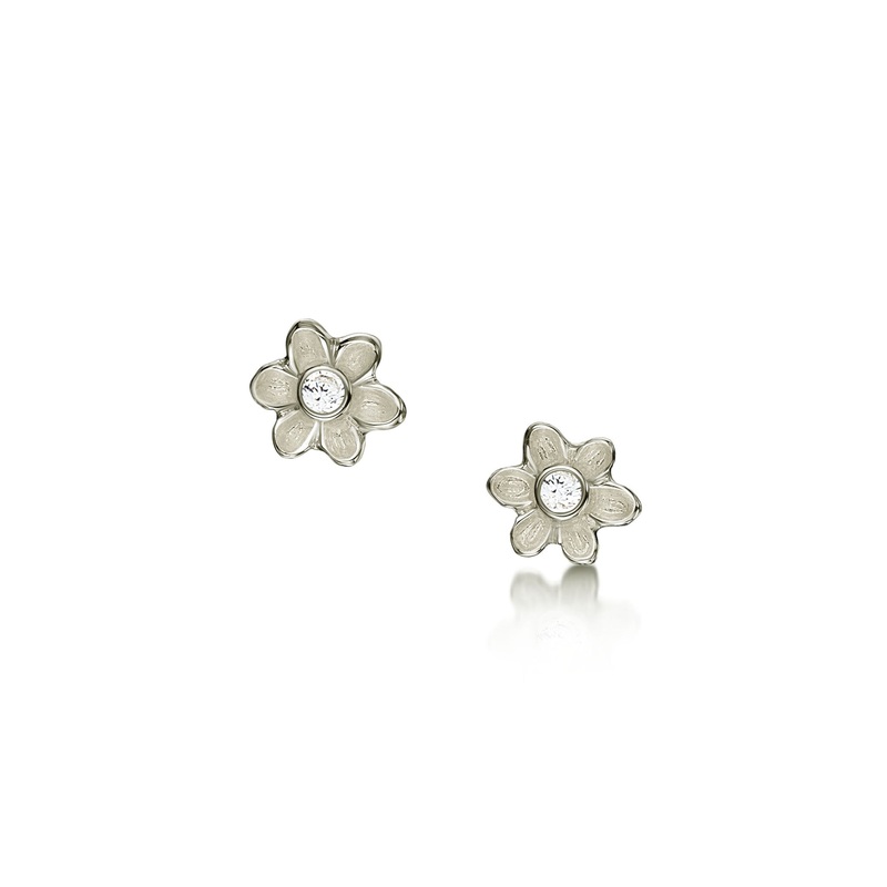 Diamond Daisies Petite Stud Earrings in 9ct White Gold