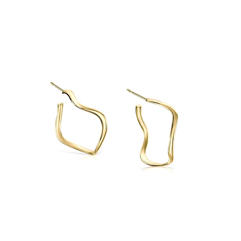 Tidal Small Hoop Earrings in 9ct Yellow Gold