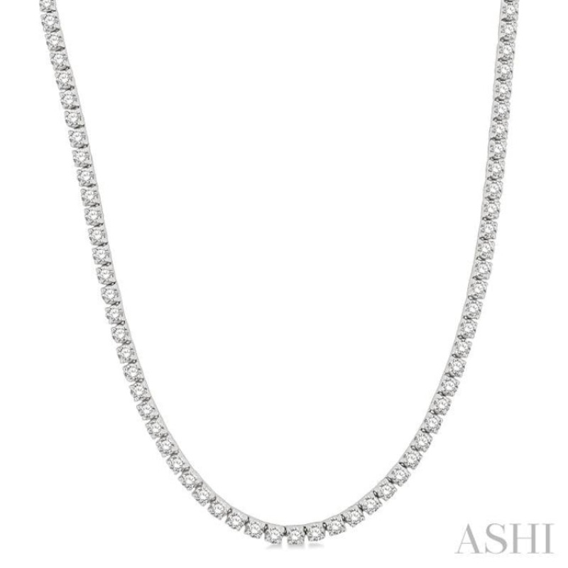10.00 ctw Round Cut Diamond Tennis Necklace in 14K White Gold