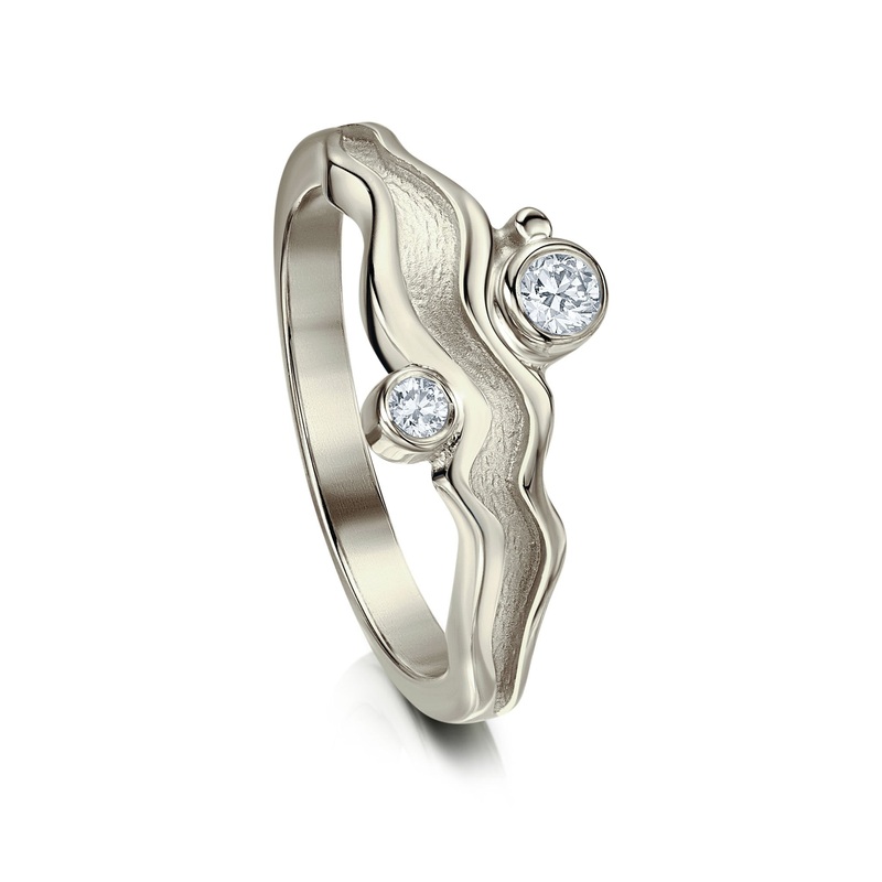 River Ripples 3mm & 2mm Diamond Engagement Ring in 9ct White Gold