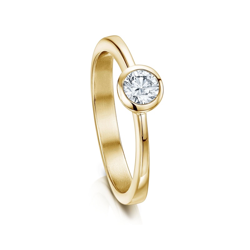 Contemporary 0.25ct Solitaire Diamond Ring in 9ct Yellow Gold