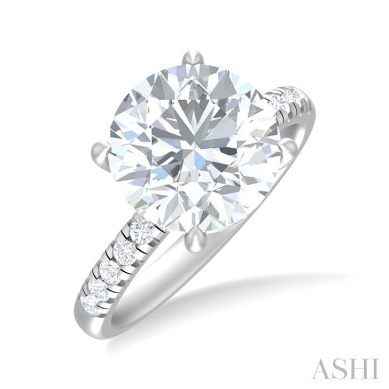 1/3 ctw Circular Shape Round Cut Diamond Semi Mount Engagement Ring in 14K White Gold