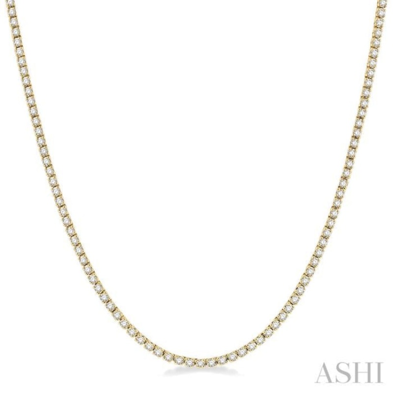 3.00 ctw Round Cut Diamond Tennis Necklace in 14K Yellow Gold