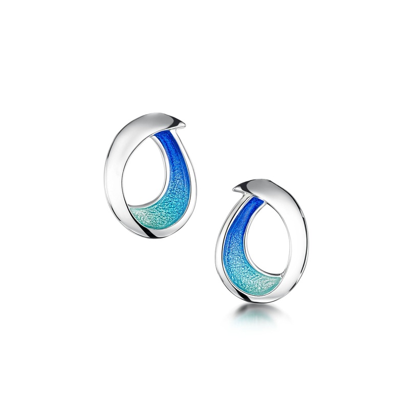 Sea & Surf Small Stud Earrings in Ocean Hue Enamel