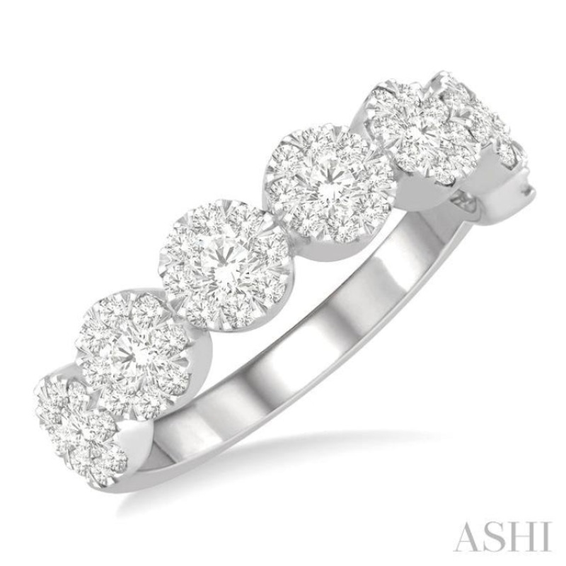 1.00 ctw Jointed Circular Mount Lovebright Diamond Cluster Ring in 14K White Gold