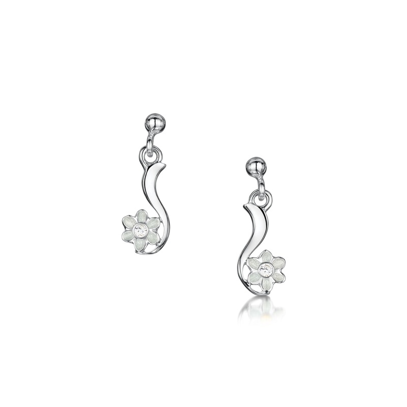 Daisies at Dawn Petite Enamel Drop Earrings with CZ