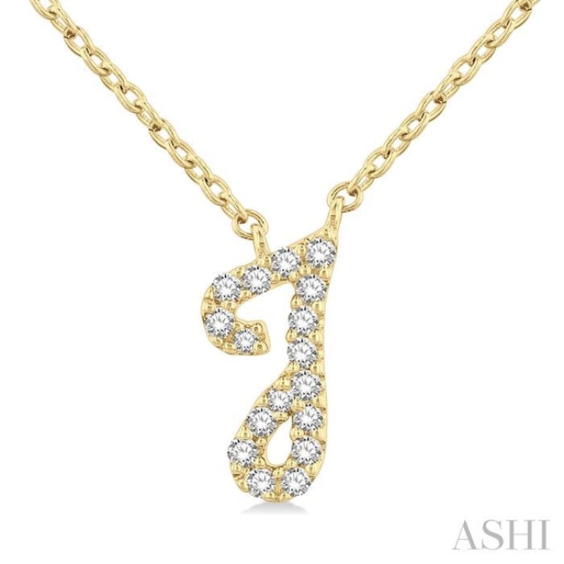 1/20 Ctw Initial ‘J’ Round cut Diamond Pendant With Chain in 10K Yellow Gold