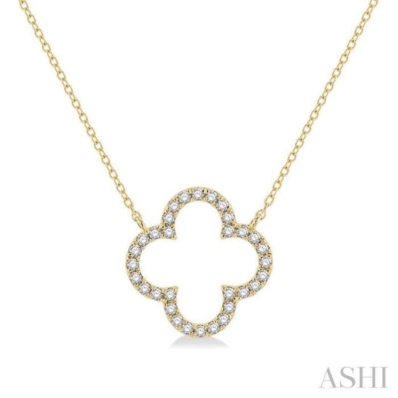1/4 ctw Clover Round Cut Diamond Pendant in 14K Yellow Gold
