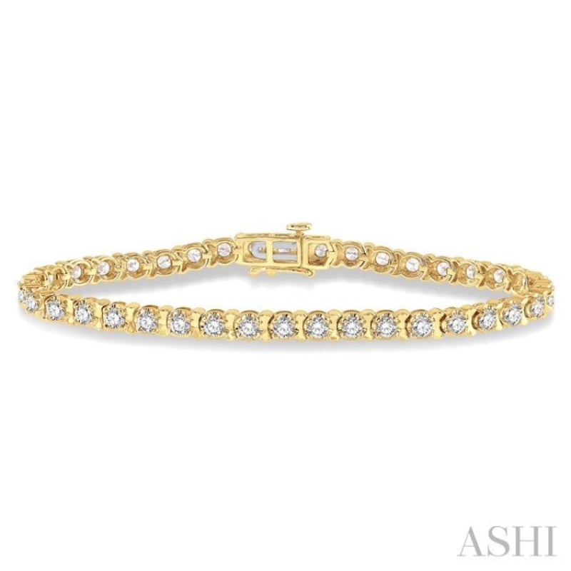 5.00 ctw Round Cut Diamond Tennis Tulip Bracelet in 14K Yellow Gold