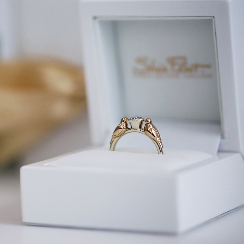 Dove Diamond Ring in 9ct White & Yellow Gold