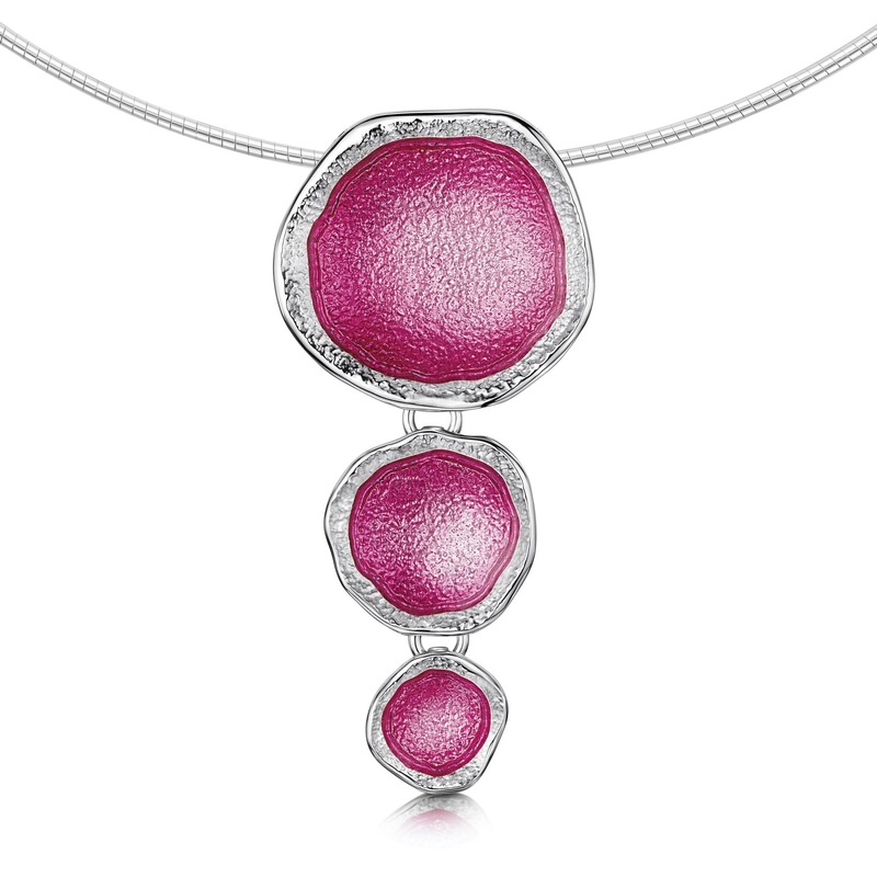 Lunar Bright Drop Necklace in Hot Pink Enamel