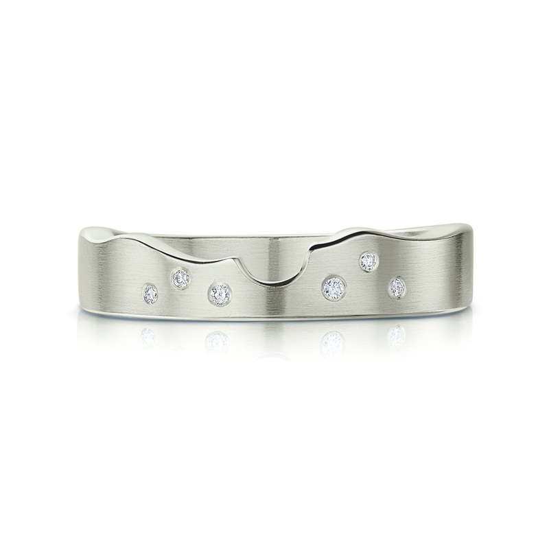 River Ripples Wedding Band in Platinum with Diamonds