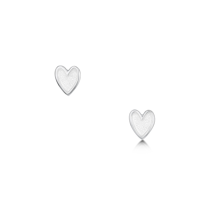 Secret Hearts Stud Earrings in Crystal Enamel