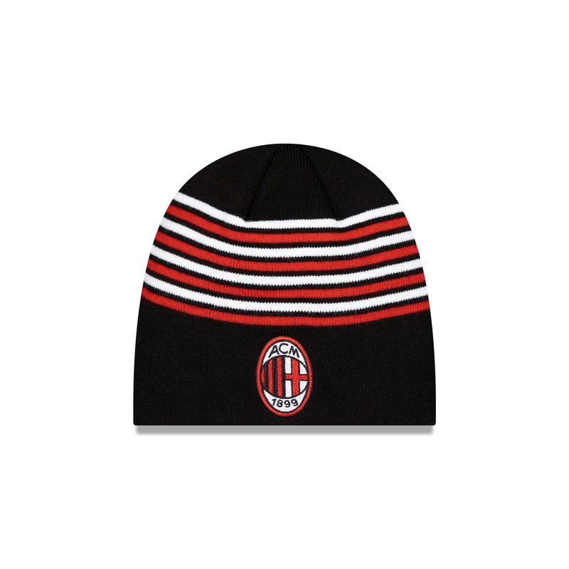 AC Milan Stripe Black Knit Beanie Hat