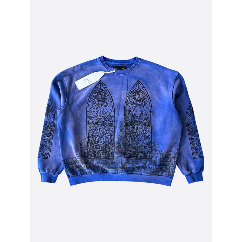 Who Decides War Blue & Black Embroidered Cathedral Sweater