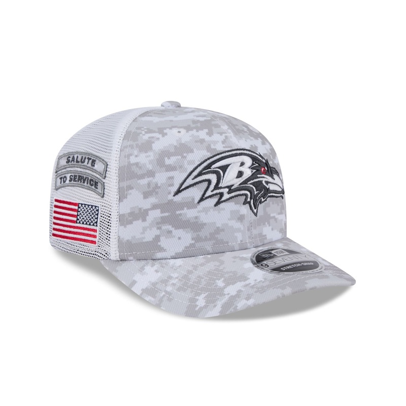 Baltimore Ravens 2024 Salute to Service 9SEVENTY Trucker Hat
