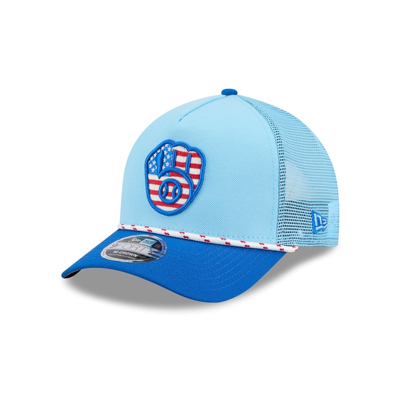 Milwaukee Brewers Independence Day 2025 9FORTY M-Crown A-Frame Trucker Hat