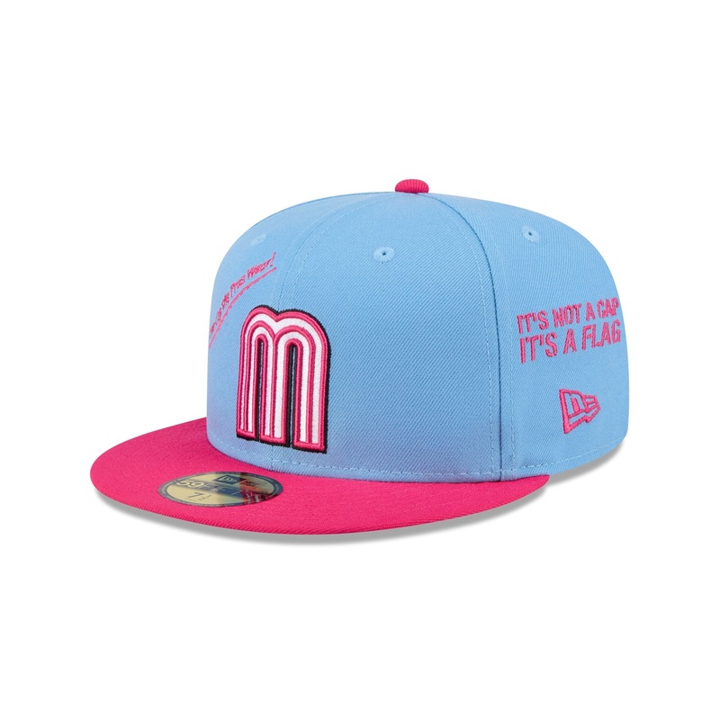Mexico Baseball New Era Anniversary Logos Sky Blue 59FIFTY Fitted Hat