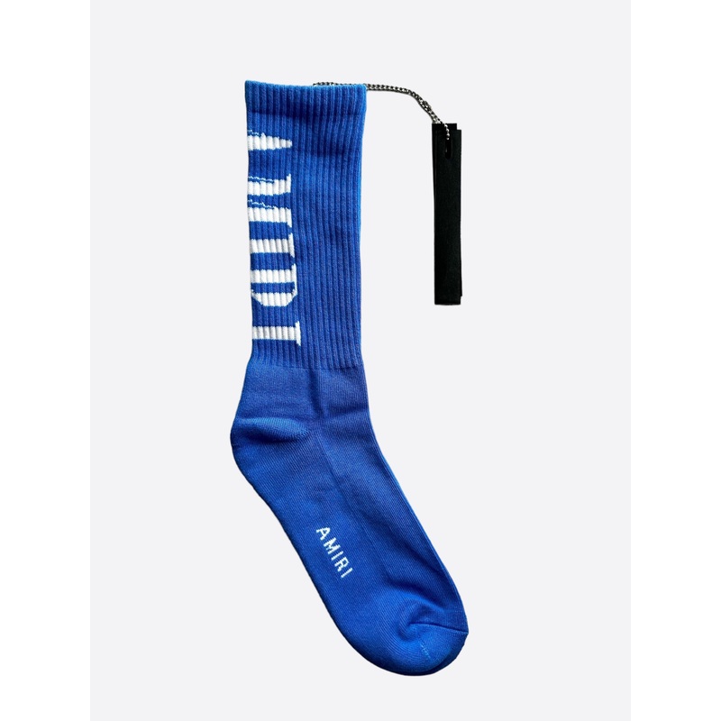 Amiri Blue & White Core Logo Socks