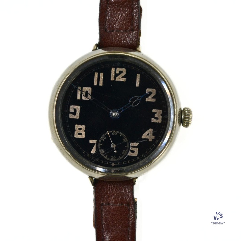 Anonymous Dial – Military Engravings – Trench Watch – Black Dial – c.1917