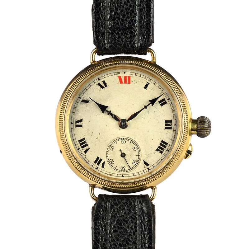 Electa Oversized Borgel Cased Trench Watch in 18k Gold – c.1920s