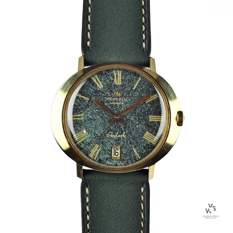 Fortis Skylark – Beautiful Green ‘Granite’ Dial – Model Ref: 6179 – 20k Gold Plated – c.1970