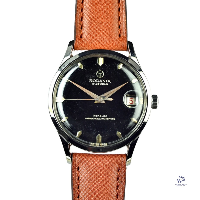 Rodania – 5500H Date – Black Gilt Dial – Calibre ETA 1093 – c.1950s