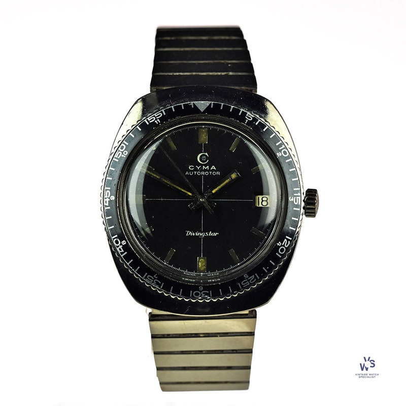 Cyma – Divingstar – AutoRotor Date – Cross Hair Dial –  c.1960s