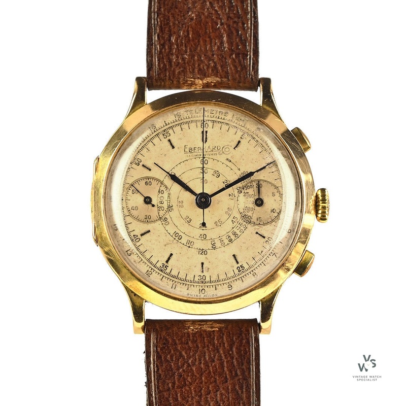 Eberhard & Co – La Chaux-de-Fonds Tlmtre Dial – Pre-Extra Fort – 18k Rose Gold – c.1940s