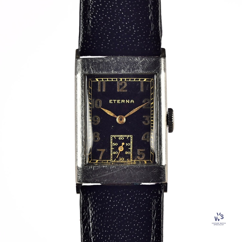 Eterna Art Deco – Sub-Seconds – Tank Case – Gilt Gloss Black Dial – c.1932