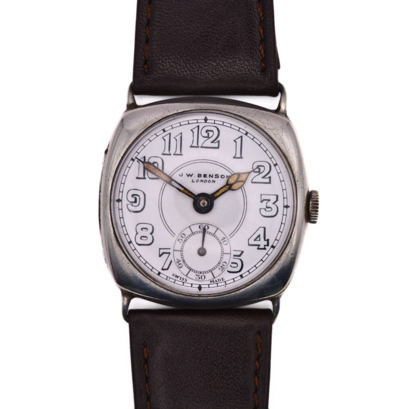 J.W. Benson Watch Co. – Trench Style – Sub Seconds – Square Case – Glasgow Import – c.1934