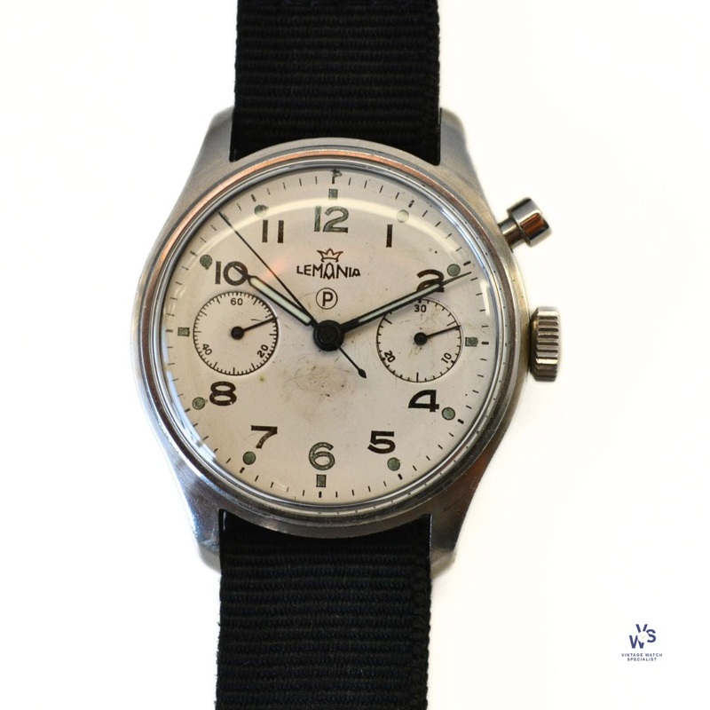 Lemania – HS9 Single Pusher Chronograph – Caseback 0552/924 – Royal Naval Fleet Air Arm – c.1950s