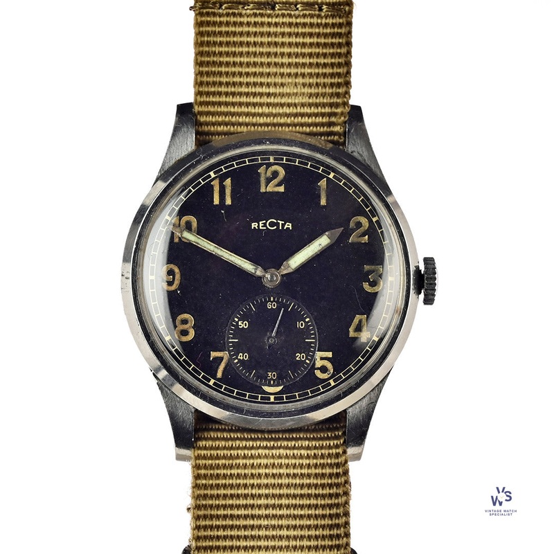 Recta – WW2 German Military Soldier’s Watch  – Gilt Gloss Dial – c.1940s