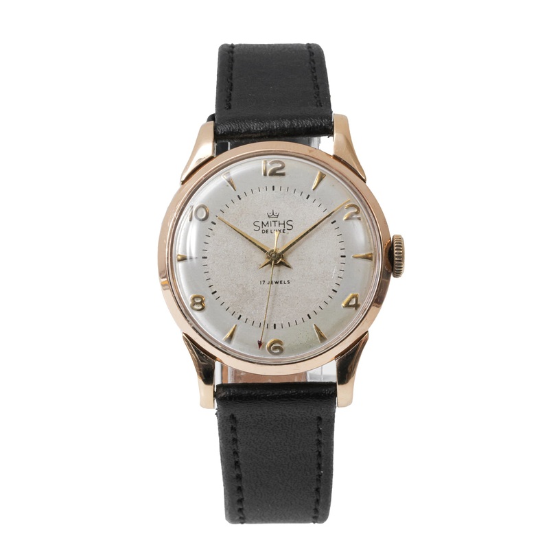 Smiths De Luxe –  9k Gold Case  – White Dial – c.1950s