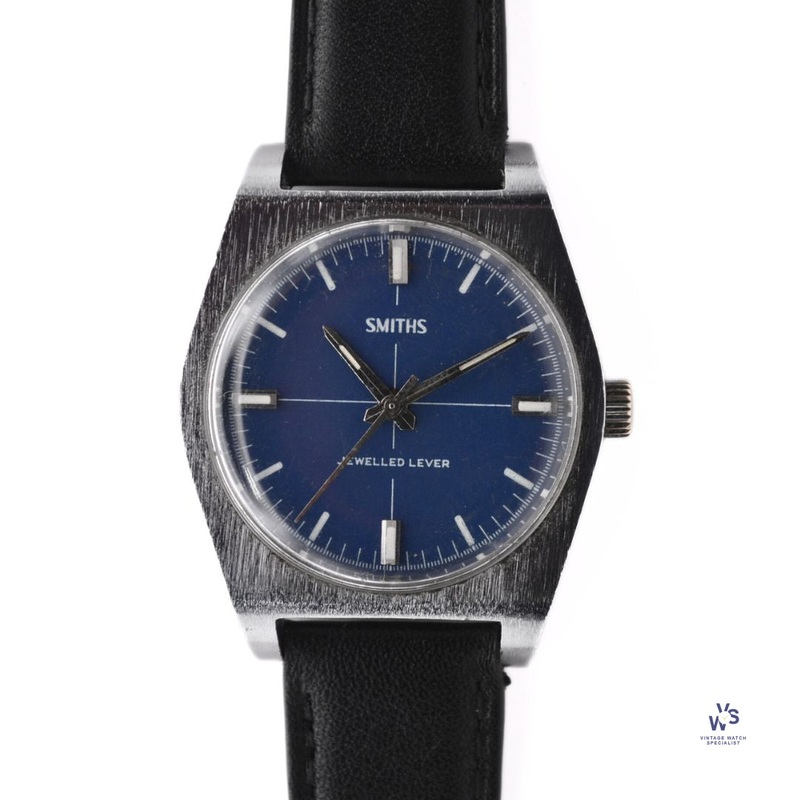 Smiths Vintage Watch – Blue Crosshair Dial – Jewelled Lever Manual Wind Movement