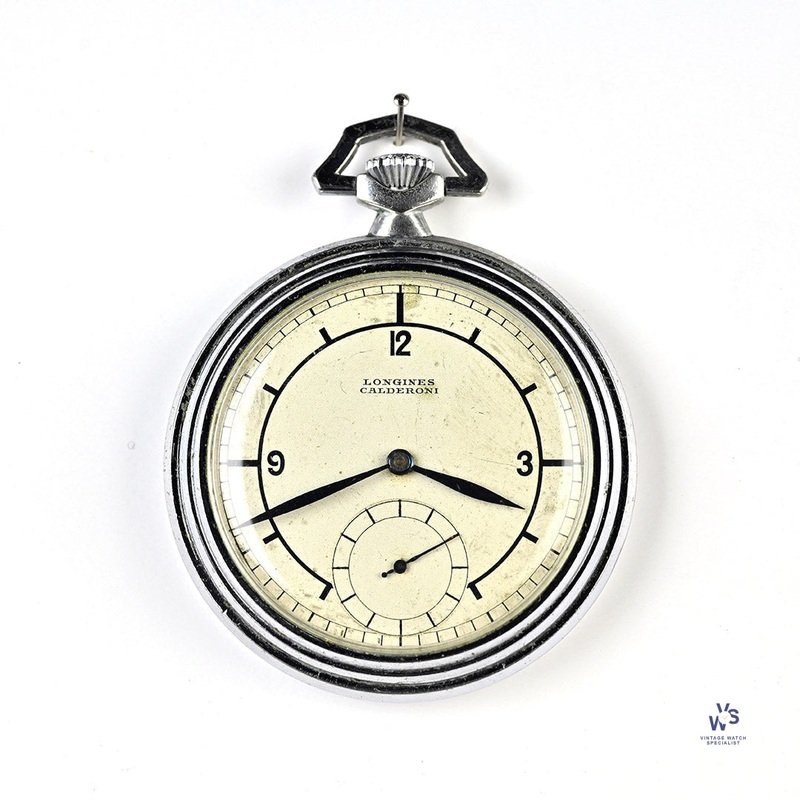 Very Rare Longines Calderoni Sector Dial Pocket Watch – c.1934