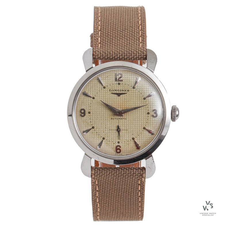 Vintage Longines Automatic – Reference 6655-1 – With Beautiful Waffle Dial  – c.1939
