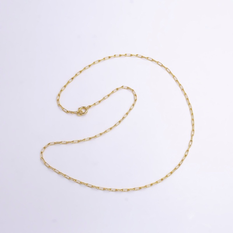 14K Gold Filled 1.8mm Dainty Paperclip 16 Inch Choker Chain Necklace | WA-424 Clearance Pricing