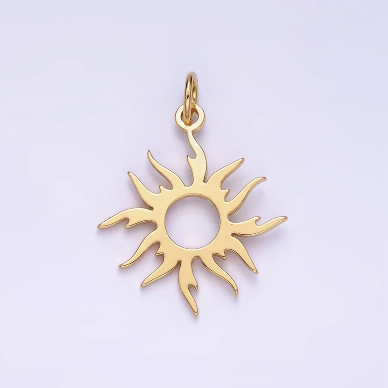 14K Gold Filled 25mm Celestial Sun Ray Open Minimalist Charm | AG626