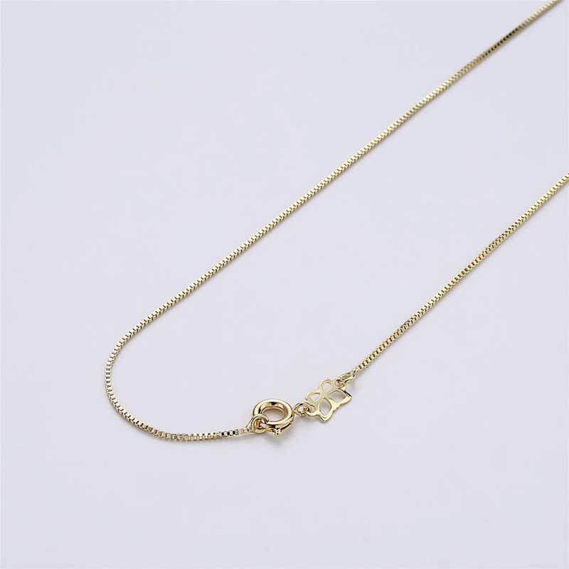 14K Gold Filled Box Chain Necklace, 18 Inch Box Chain Necklace, Dainty 0.7mm Box Necklace w/ Spring Ring | WA-411 Clearance Pricing